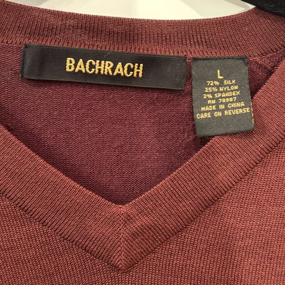Bachrach Large (L) Burgundy Silk/Nylon V-Neck Sweater - Picture 3 of 3